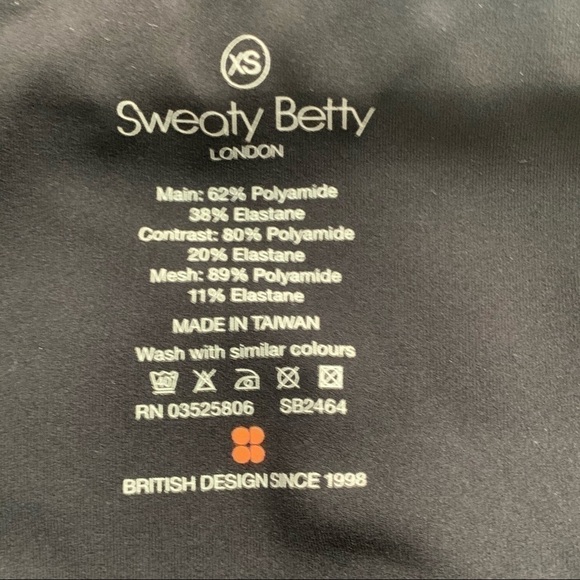 SWEATY Betty Black Leggings Power Wetlook Mesh Crop XS - Picture 11 of 12